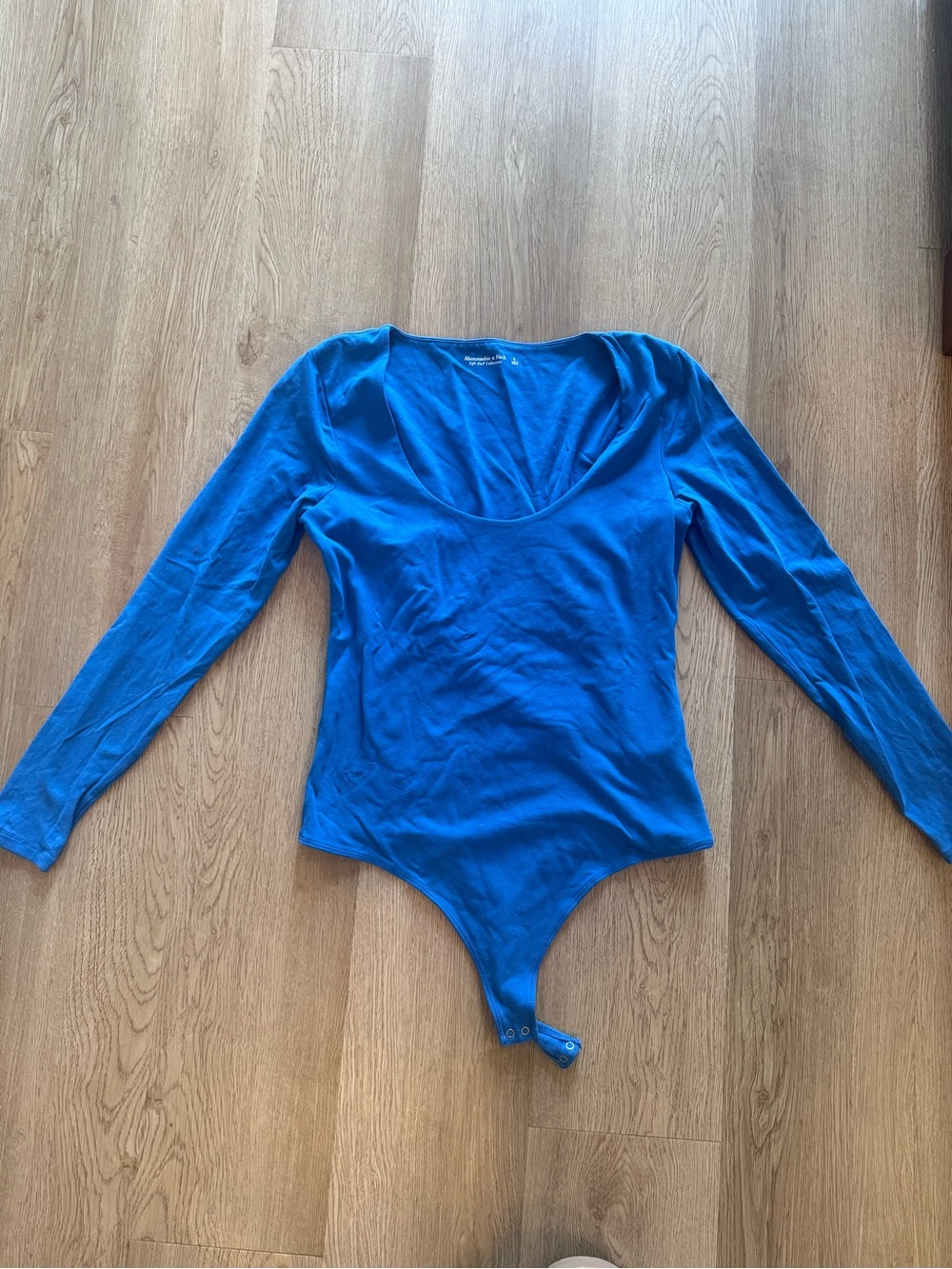 A&F Blue Long-Sleeve Scoop Neck Bodysuit